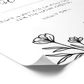 Eenvoudig Black Floral Wedding Guest Book Sign Poster (Hoek)