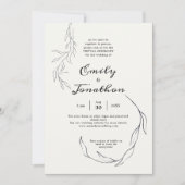 Eenvoudig Black Leaf Script Virtuele bruiloft Kaart (Voorkant)