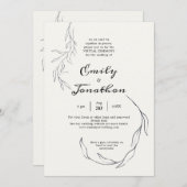 Eenvoudig Black Leaf Script Virtuele bruiloft Kaart (Voorkant / Achterkant)