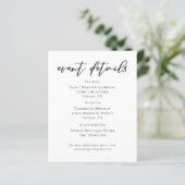 Eenvoudig Black Script Wedding Event Details Blad (Staand voorkant)