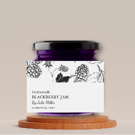 Eenvoudig Black & White BlackBerry Jam Label Voedselcontainer Etiket