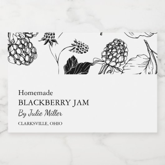 Eenvoudig Black & White BlackBerry Jam Label Voedselcontainer Etiket (Enkel label)