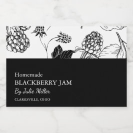 Eenvoudig Black & White BlackBerry Jam Label Voedselcontainer Etiket