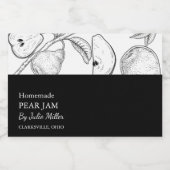 Eenvoudig Black & White Pear Jam Label Voedselcontainer Etiket (Enkel label)