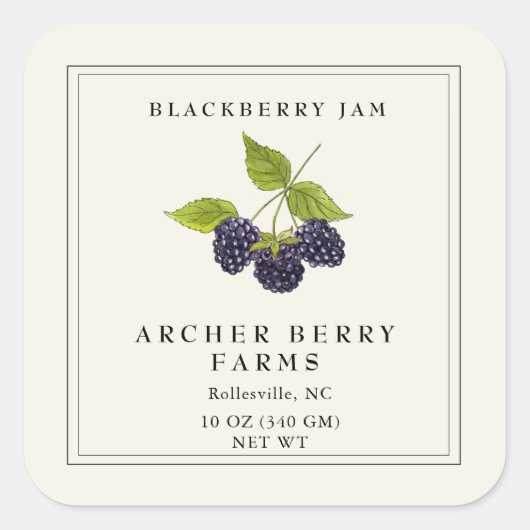 Eenvoudig BlackBerry Jam Jar Label (Voorkant)