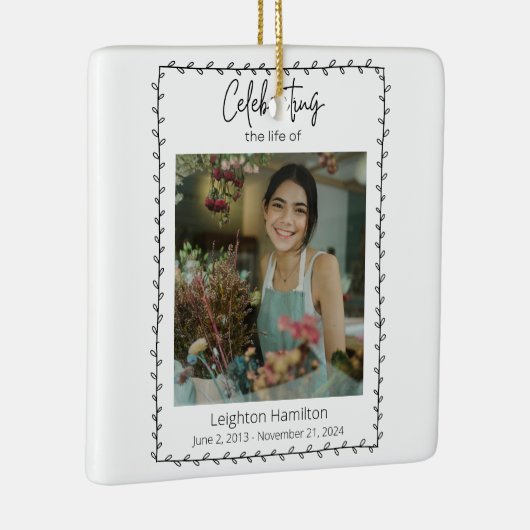 Eenvoudig blad begrafenis viering van het leven keramisch ornament (Rechts)