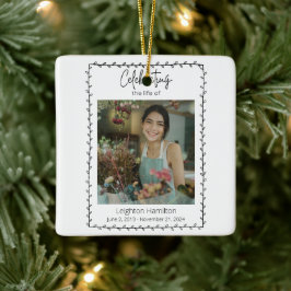 Eenvoudig blad begrafenis viering van het leven keramisch ornament