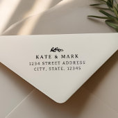 Eenvoudig blad bruiloft retouradres rubberstempel