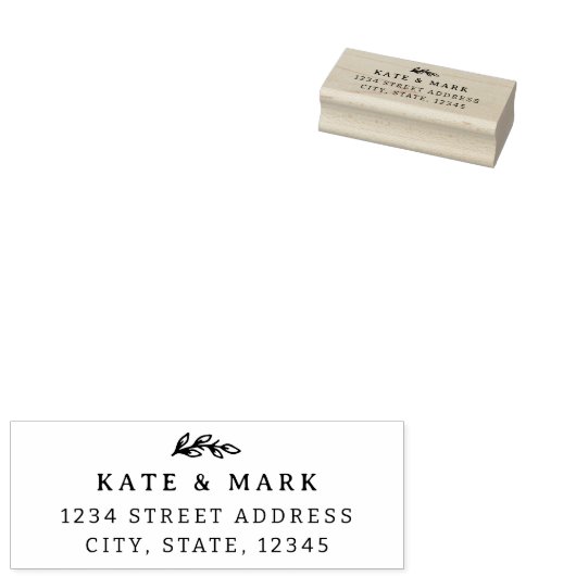 Eenvoudig blad bruiloft retouradres rubberstempel (Gestempeld)