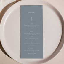 Eenvoudig blad Dusty Blue Wedding Dinner Menu