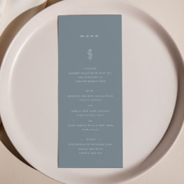 Eenvoudig blad Dusty Blue Wedding Dinner Menu
