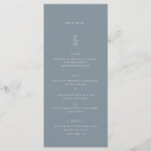 Eenvoudig blad Dusty Blue Wedding Dinner Menu (Voorkant)