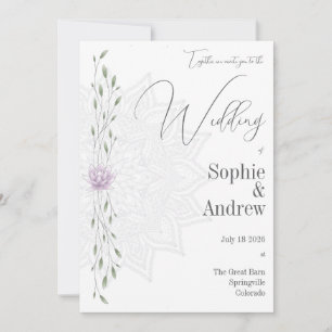Eenvoudig blad en roze lotus met Mandala bruiloft Kaart