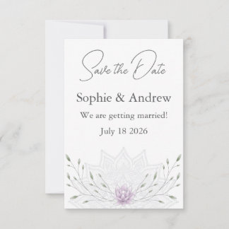 Eenvoudig blad en roze lotus met Mandala bruiloft Save The Date