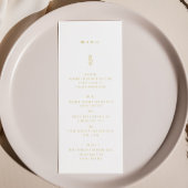 Eenvoudig Blad Goud & Wit Bruiloft Diner Menu