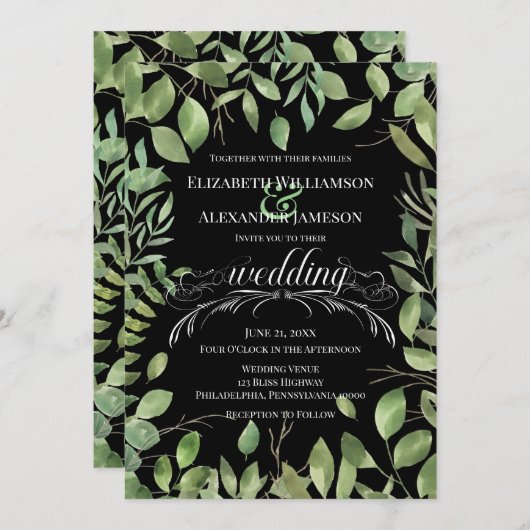 Eenvoudig blad/ Huwelijk Aankondiging (Voorkant / Achterkant)