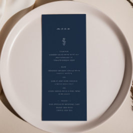 Eenvoudig Blad Marine Blauw Bruiloft Diner Menu