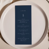 Eenvoudig Blad Marine Blauw Bruiloft Diner Menu