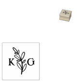 Eenvoudig blad monogram rubberstempel (Gestempeld)