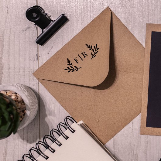 Eenvoudig blad Monogram Rubberstempel