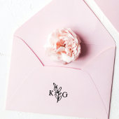 Eenvoudig blad monogram rubberstempel