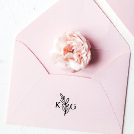 Eenvoudig blad monogram rubberstempel