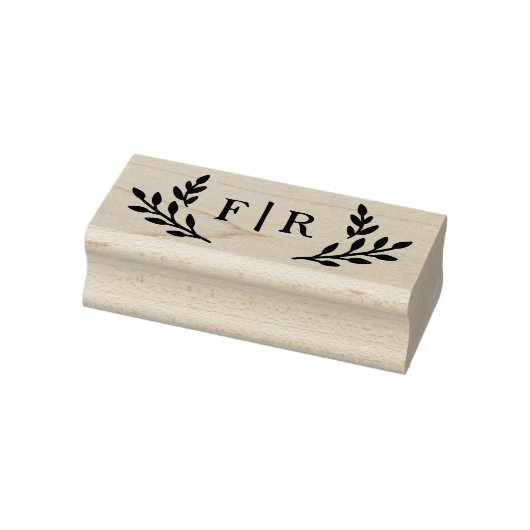 Eenvoudig blad Monogram Rubberstempel (Stempel)
