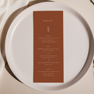 Eenvoudig blad terracotta bruiloft diner plat menu
