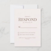 Eenvoudig Bladgoud Tekst Blush Bruiloft RSVP Kaartje (Voorkant)