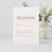 Eenvoudig Bladgoud Tekst Blush Bruiloft RSVP Kaartje (Staand voorkant)