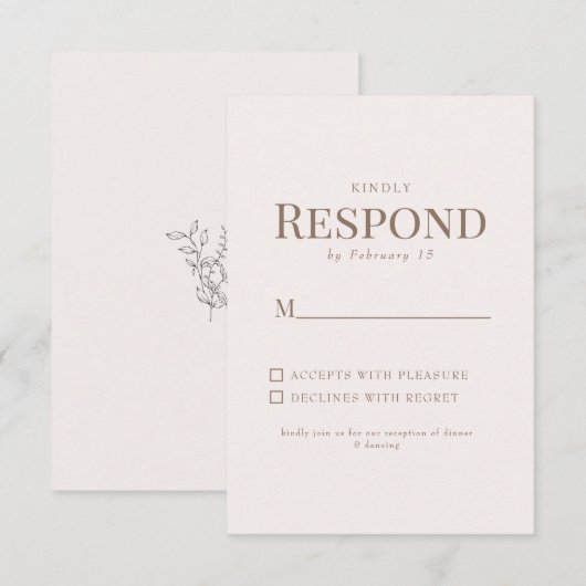 Eenvoudig Bladgoud Tekst Blush Bruiloft RSVP Kaartje (Voorkant / Achterkant)
