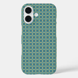 Eenvoudig bladpatroon in blauw iPhone 16 hoesje