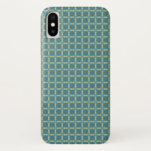 Eenvoudig bladpatroon in blauw Case-Mate iPhone case (Achterkant)