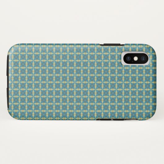 Eenvoudig bladpatroon in blauw Case-Mate iPhone case (Achterkant (horizontaal))