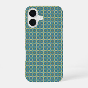 Eenvoudig bladpatroon in blauw iPhone 16 hoesje