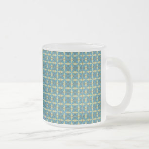 Eenvoudig bladpatroon in blauw matglas koffiemok