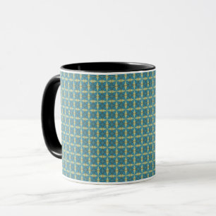 Eenvoudig bladpatroon in blauw mok