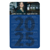 Eenvoudig Blauw 2025 Kalender Minimalistische Vaka Magneet (Verticaal)