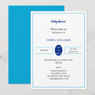 Eenvoudig blauw aangepast Baby shower Kaart