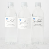 Eenvoudig blauw afstudeerkapscript Afstuderen Waterfles Etiket (Flessen)