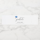 Eenvoudig blauw afstudeerkapscript Afstuderen Waterfles Etiket (Enkel label)