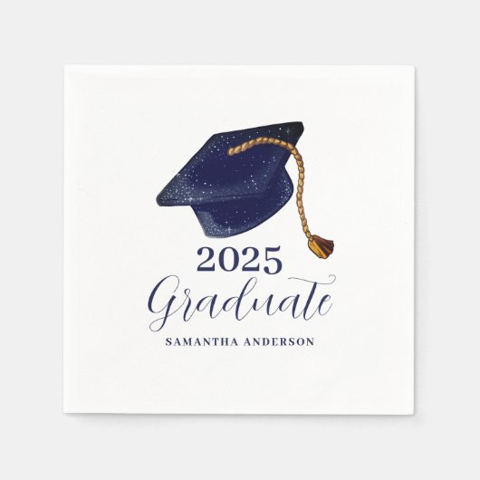 Eenvoudig blauw Afstuderen 2025 Servet (Voorkant)