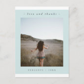 Eenvoudig blauw Afstuderen Dank u foto Briefkaart (Voorkant)