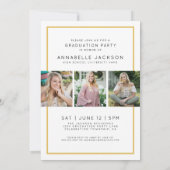 Eenvoudig blauw Afstuderen foto-Afstuderen Kaart (Achterkant)