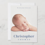 Eenvoudig Blauw Baby Minimalist Minimal Classic Cu Aankondiging (Voorkant)