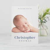 Eenvoudig Blauw Baby Minimalist Minimal Classic Cu Aankondiging (Staand voorkant)