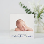 Eenvoudig Blauw Baby Minimalist Minimal Classic Cu Aankondiging (Staand voorkant)