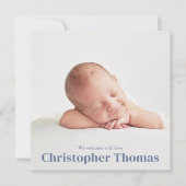 Eenvoudig Blauw Baby Minimalist Minimal Classic Cu Aankondiging (Voorkant)