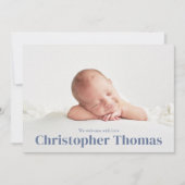 Eenvoudig Blauw Baby Minimalist Minimal Classic Cu Aankondiging (Voorkant)