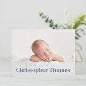 Eenvoudig Blauw Baby Minimalist Minimal Classic Cu Aankondiging (Staand voorkant)